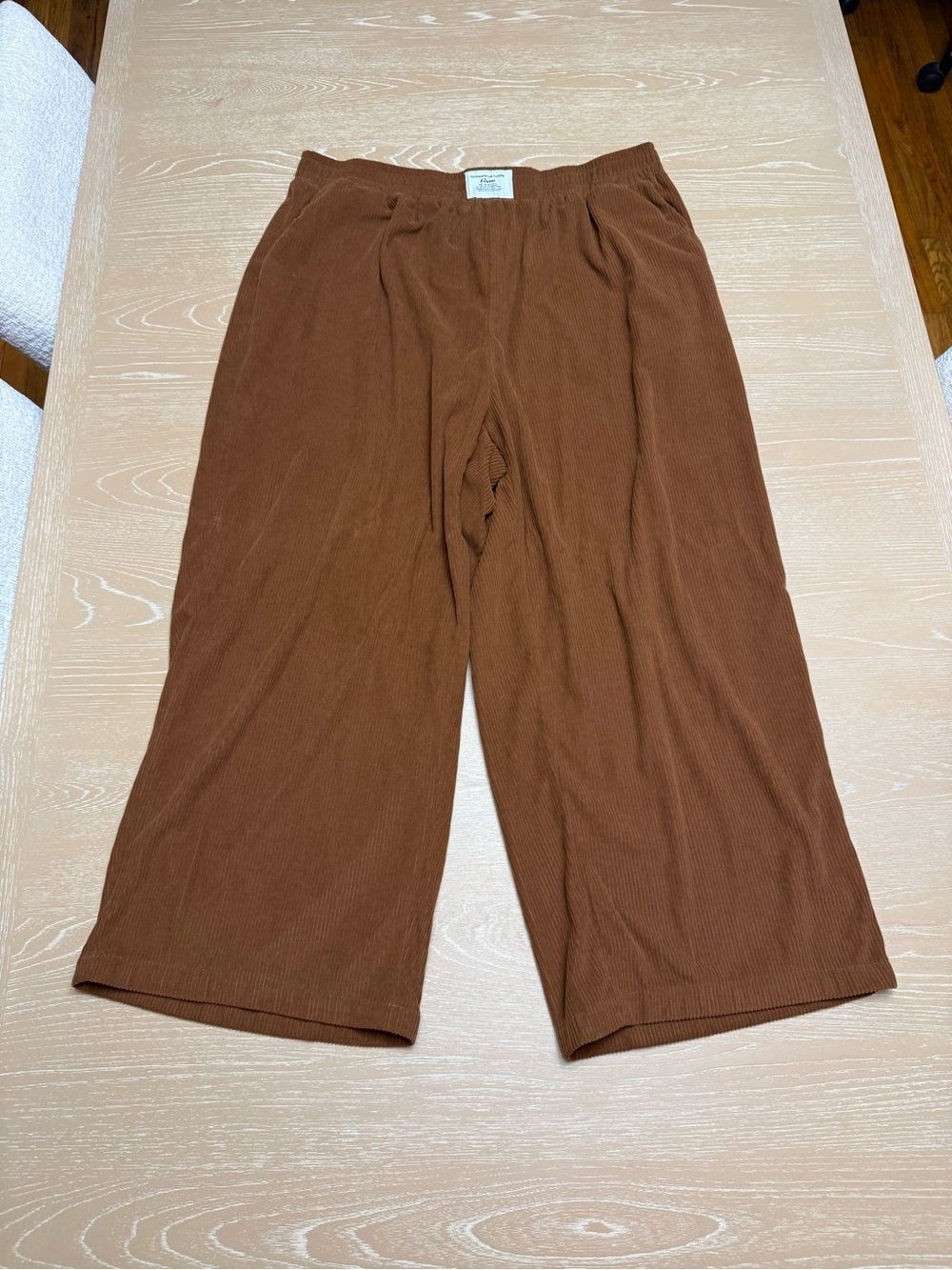 SHEIN Rust Brown Corduroy Wide-Leg Trousers